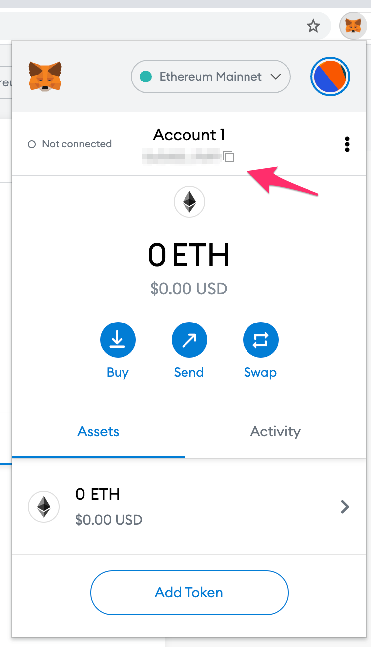 Finding your Ethereum address in MetaMask