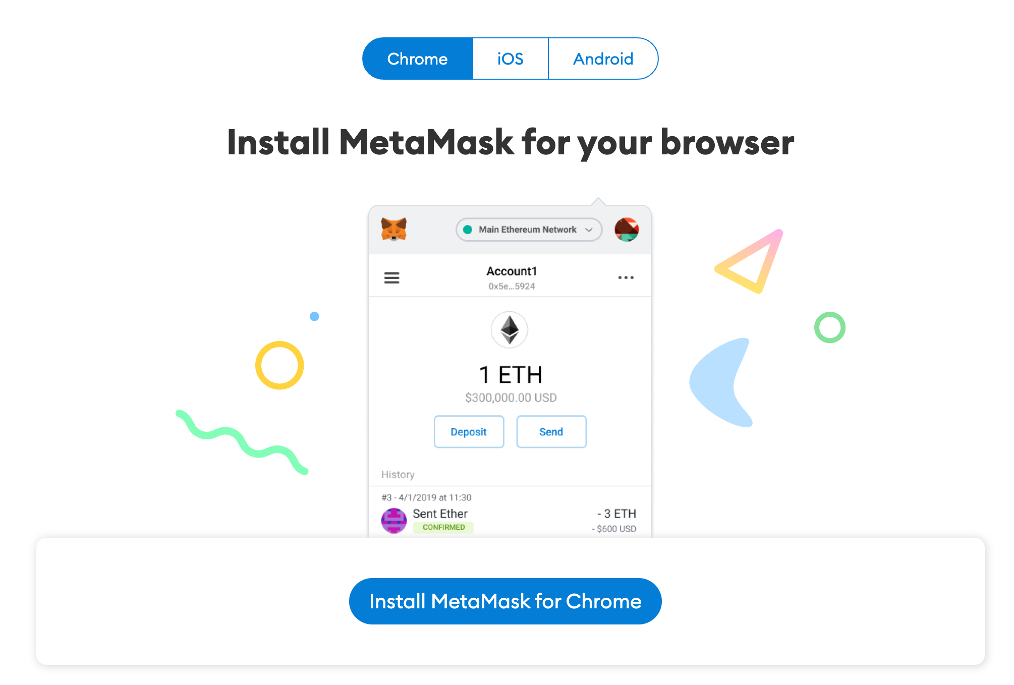 Install MetaMask for Chrome button